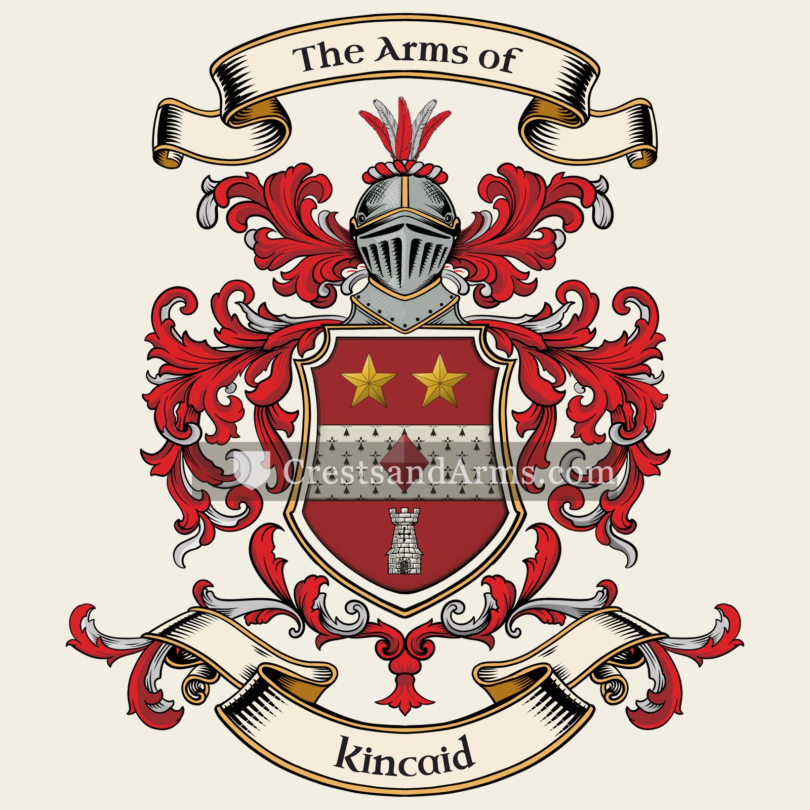 The Kincaid coat of arms, drawn from the recorded blazon