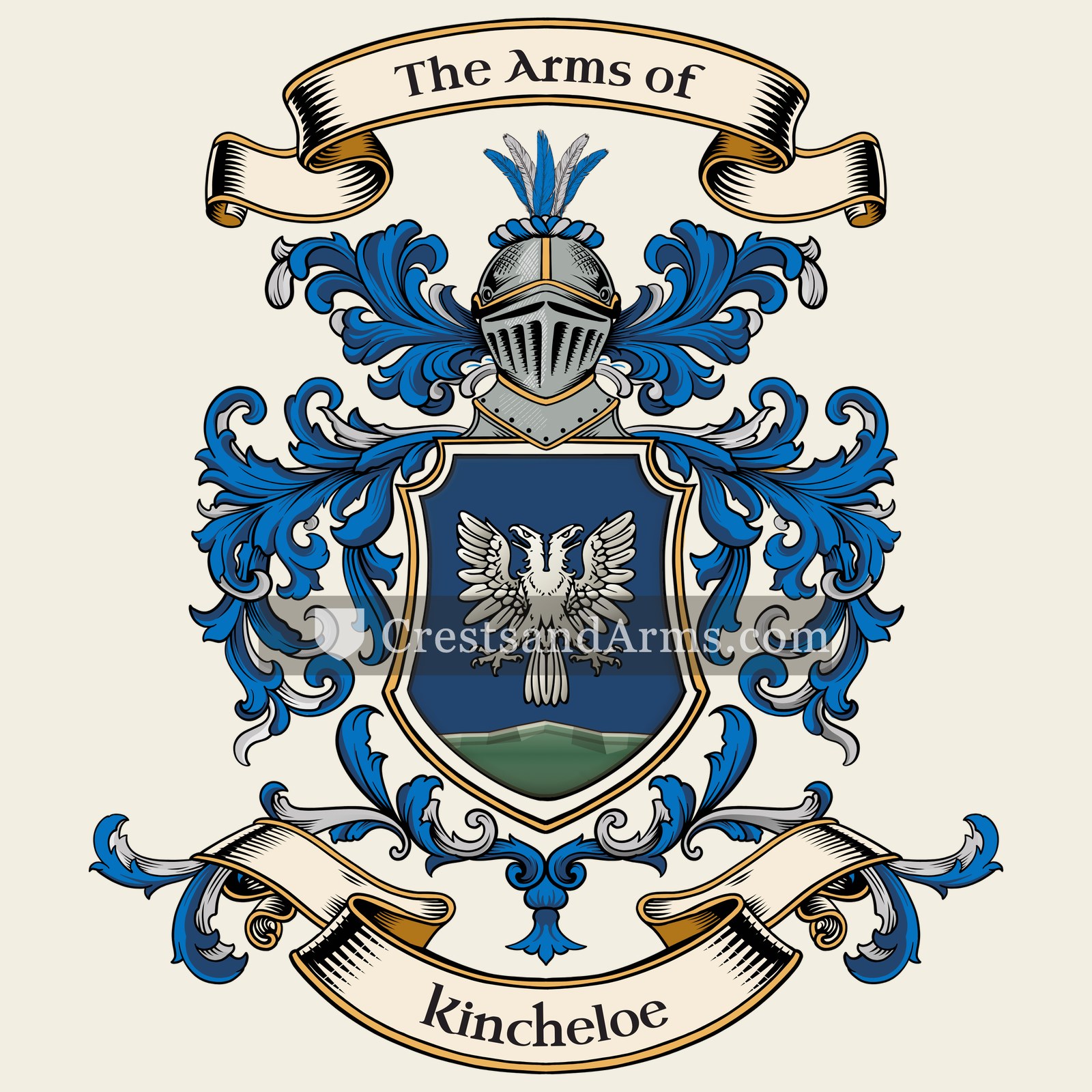 The Kincheloe coat of arms, drawn from the recorded blazon
