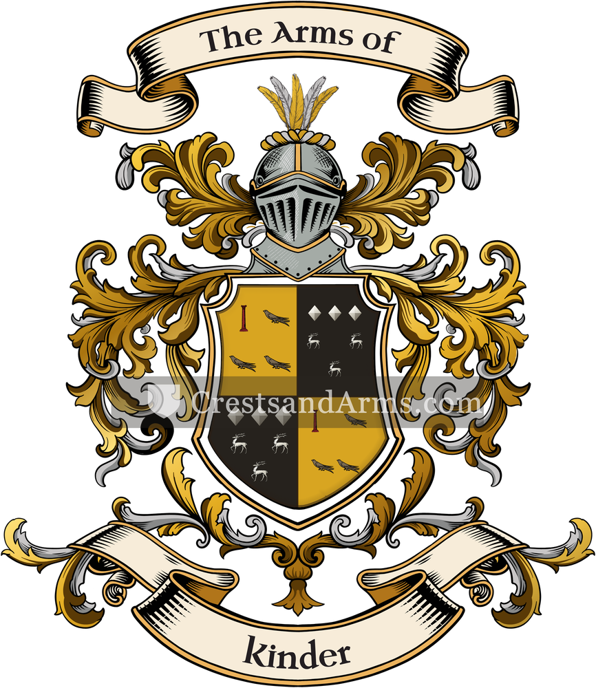 The Kinder coat of arms, drawn from the recorded blazon