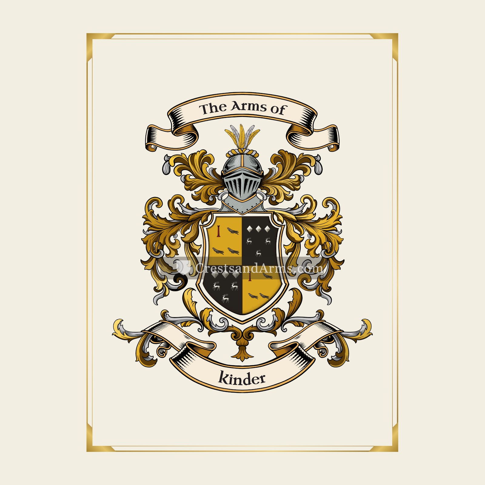With gold border