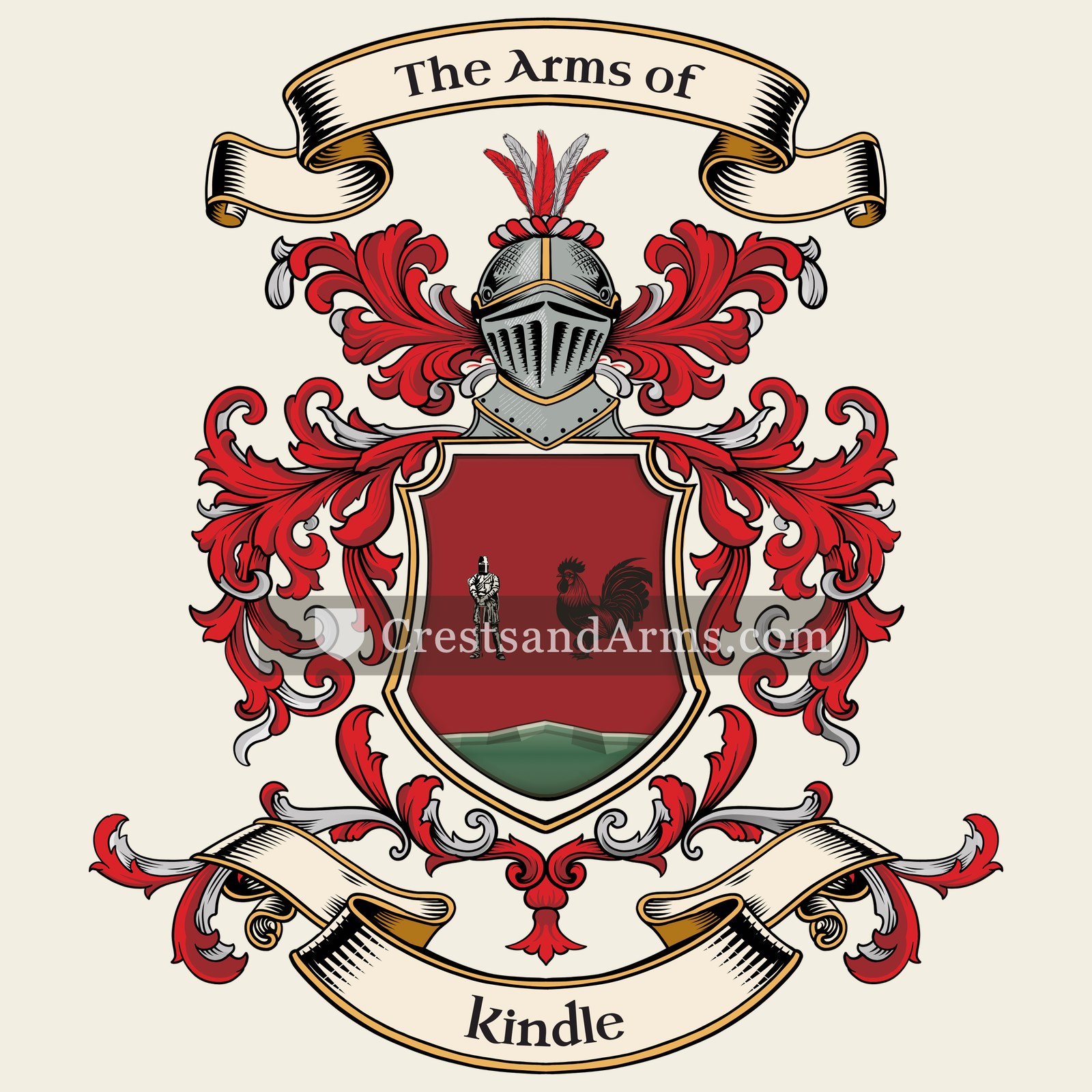 The Kindle coat of arms, drawn from the recorded blazon
