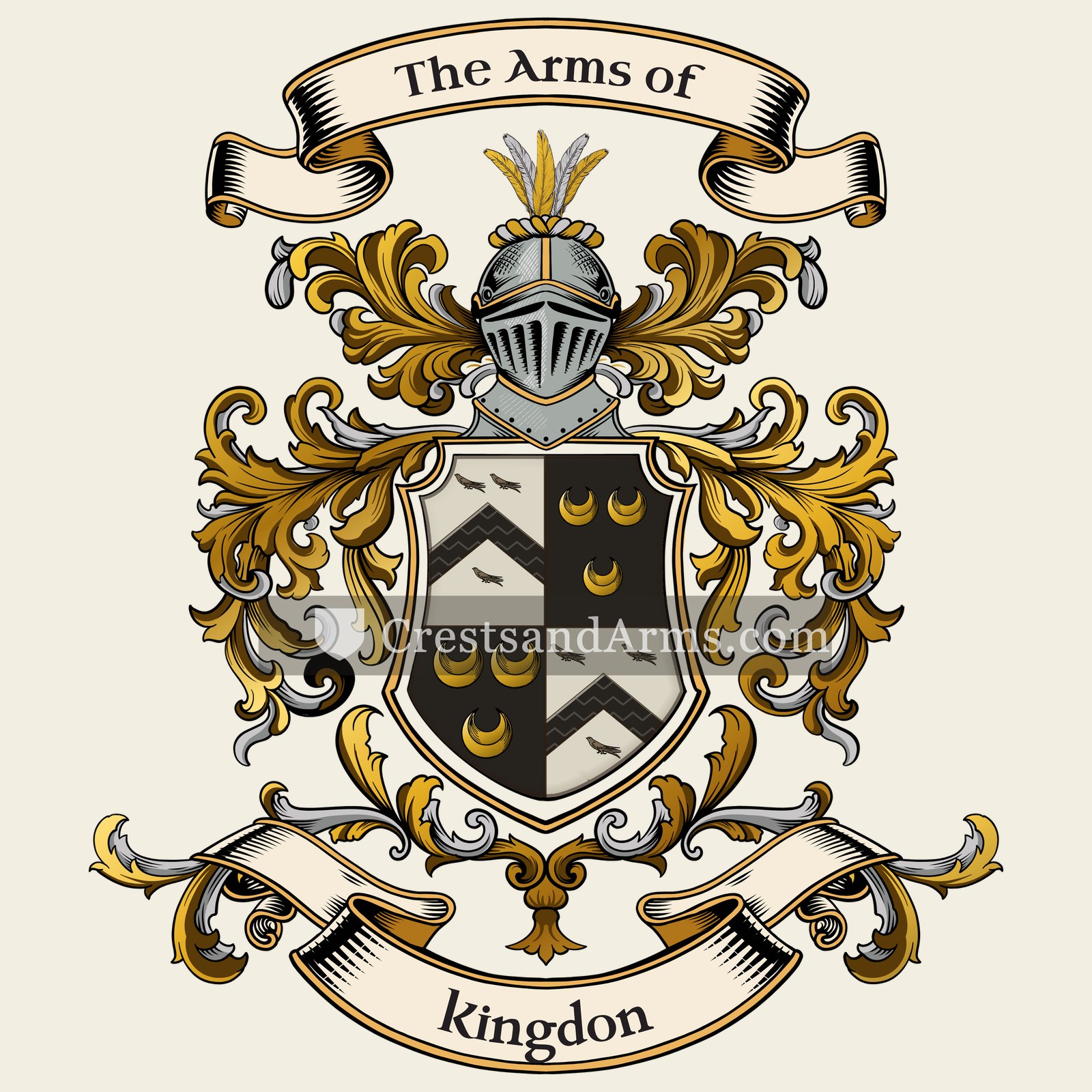 The Kingdon coat of arms, drawn from the recorded blazon