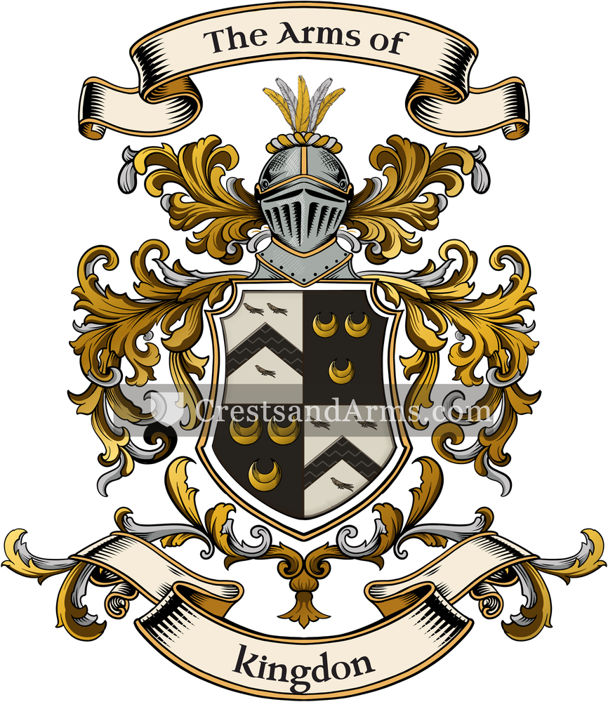 The Kingdon coat of arms, drawn from the recorded blazon