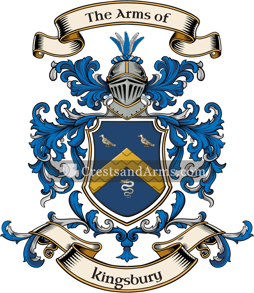 The Kingsbury coat of arms, drawn from the recorded blazon