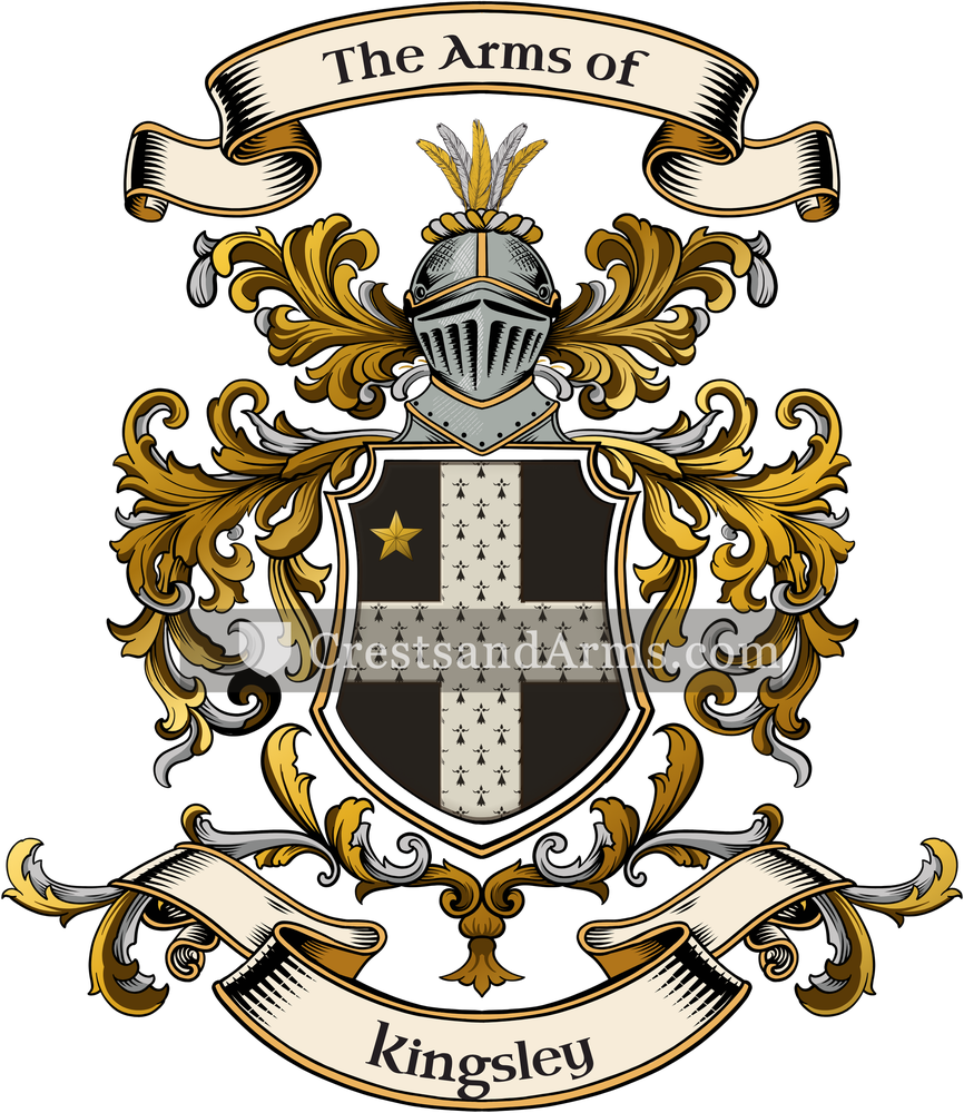 The Kingsley coat of arms, drawn from the recorded blazon