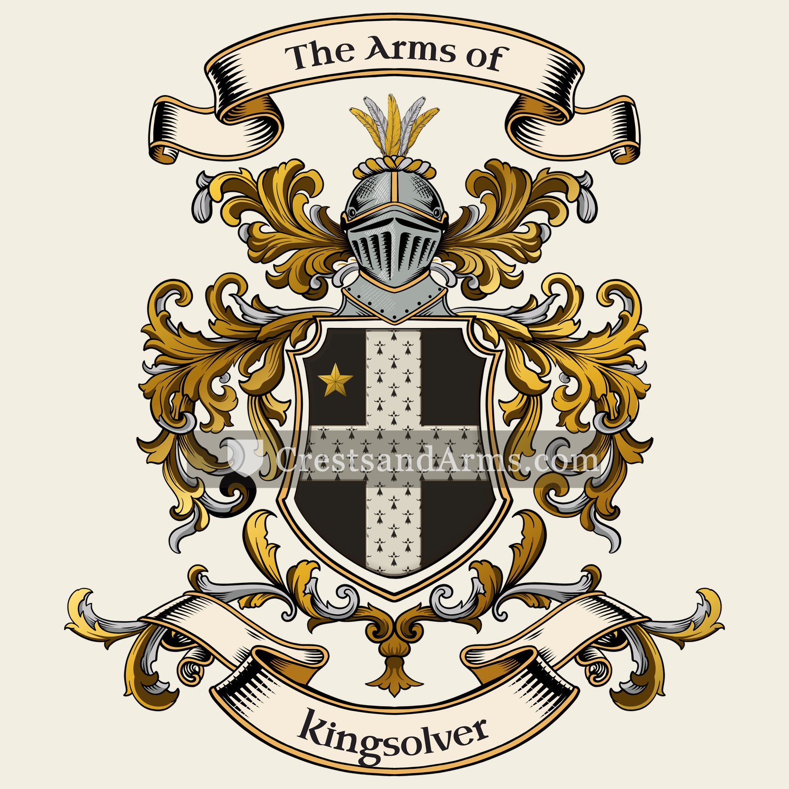The Kingsolver coat of arms, drawn from the recorded blazon