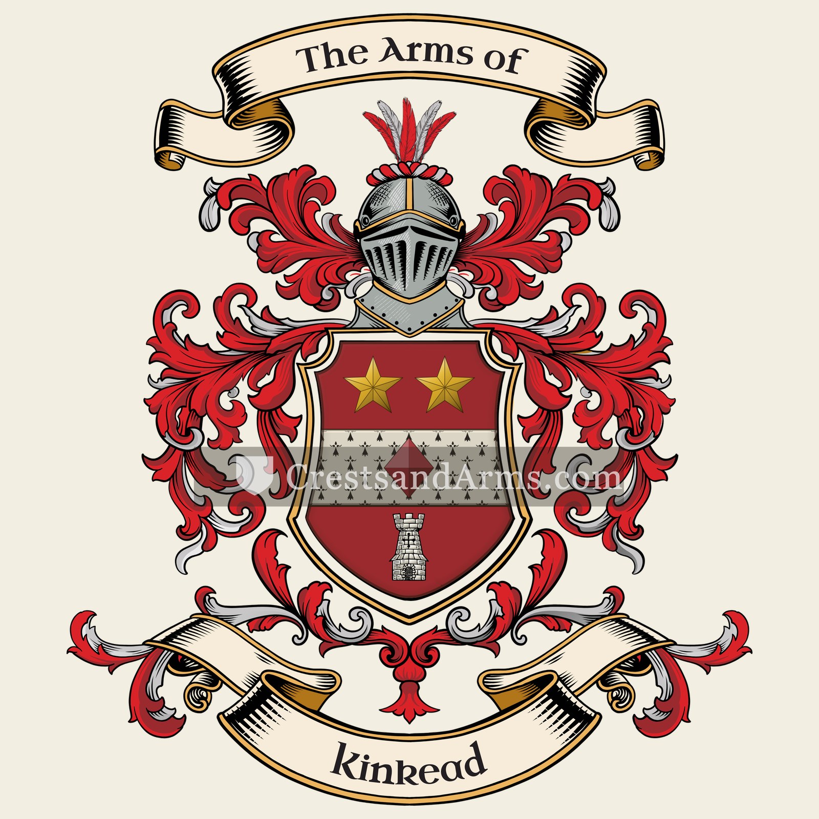 The Kinkead coat of arms, drawn from the recorded blazon