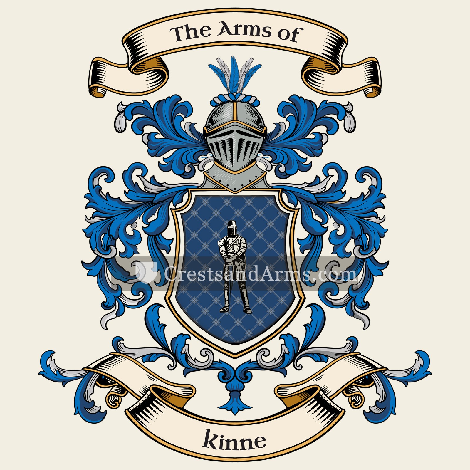 The Kinne coat of arms, drawn from the recorded blazon