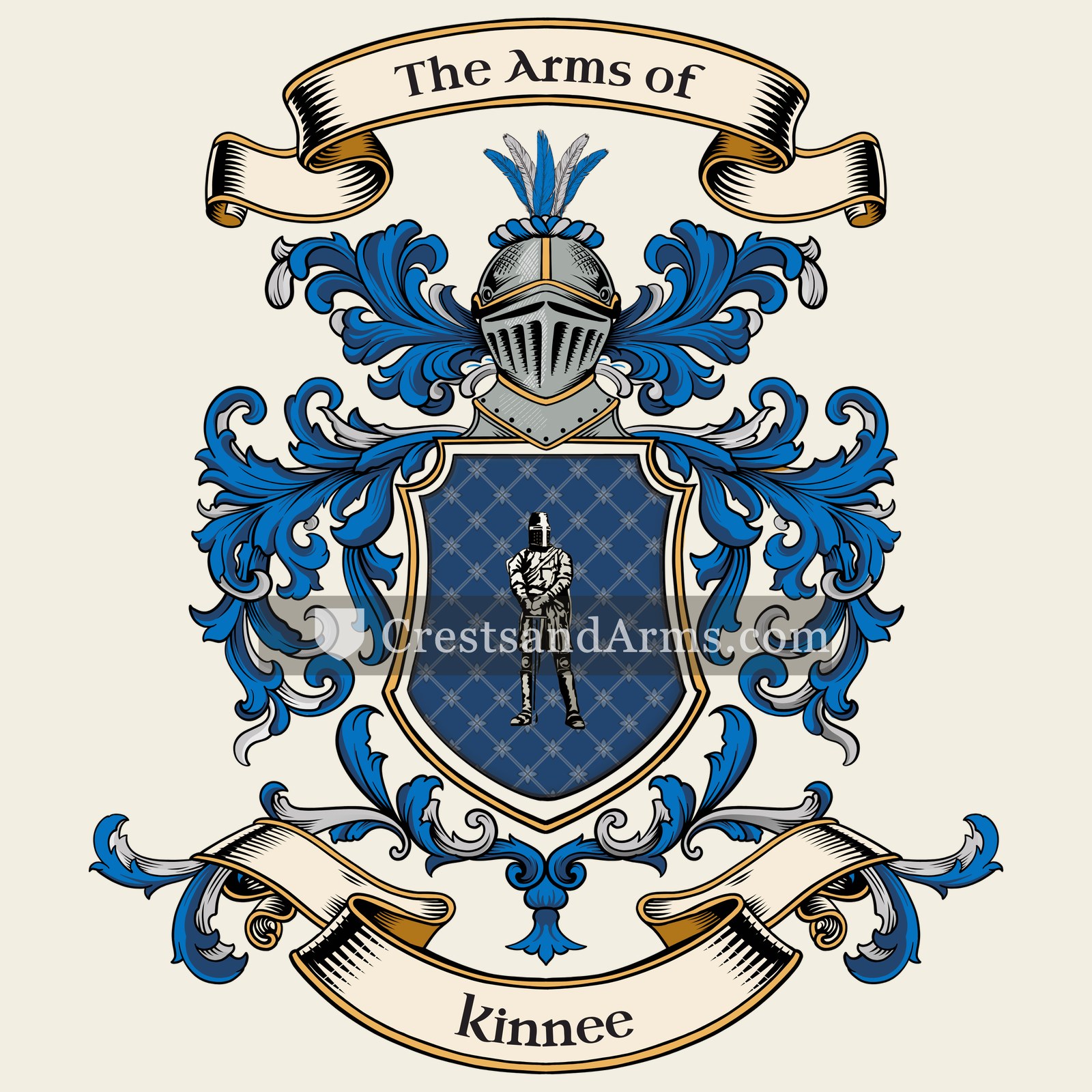 The Kinnee coat of arms, drawn from the recorded blazon