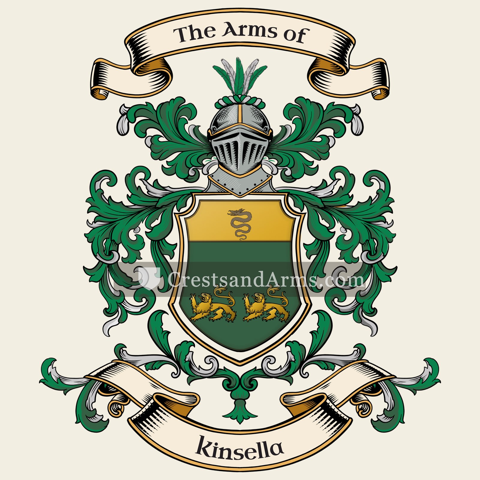 The Kinsella coat of arms, drawn from the recorded blazon