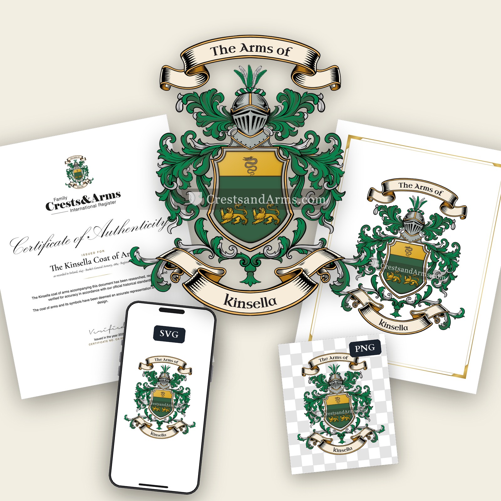 The Kinsella arms on the coat of arms — digital pack