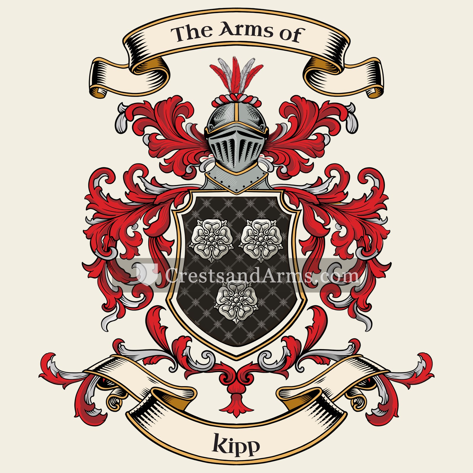 The Kipp coat of arms, drawn from the recorded blazon