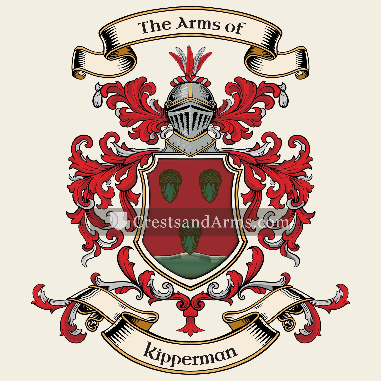 The Kipperman coat of arms, drawn from the recorded blazon