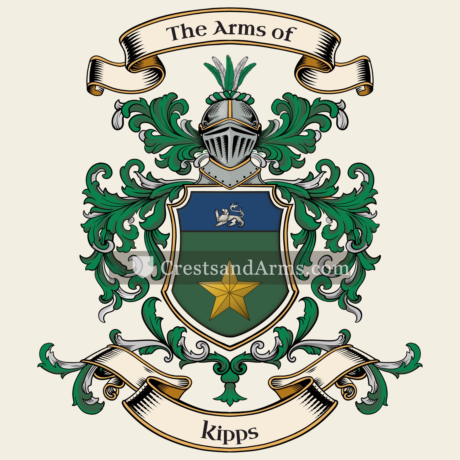 The Kipps coat of arms, drawn from the recorded blazon