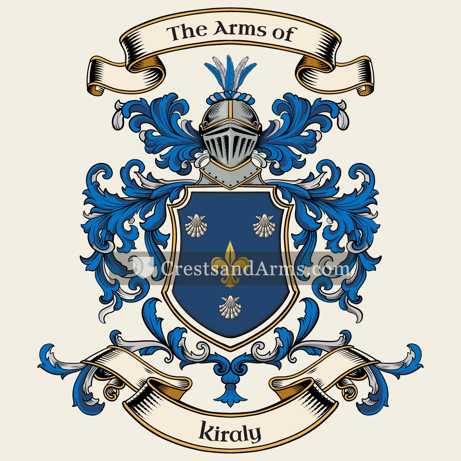 The Kiraly coat of arms, drawn from the recorded blazon