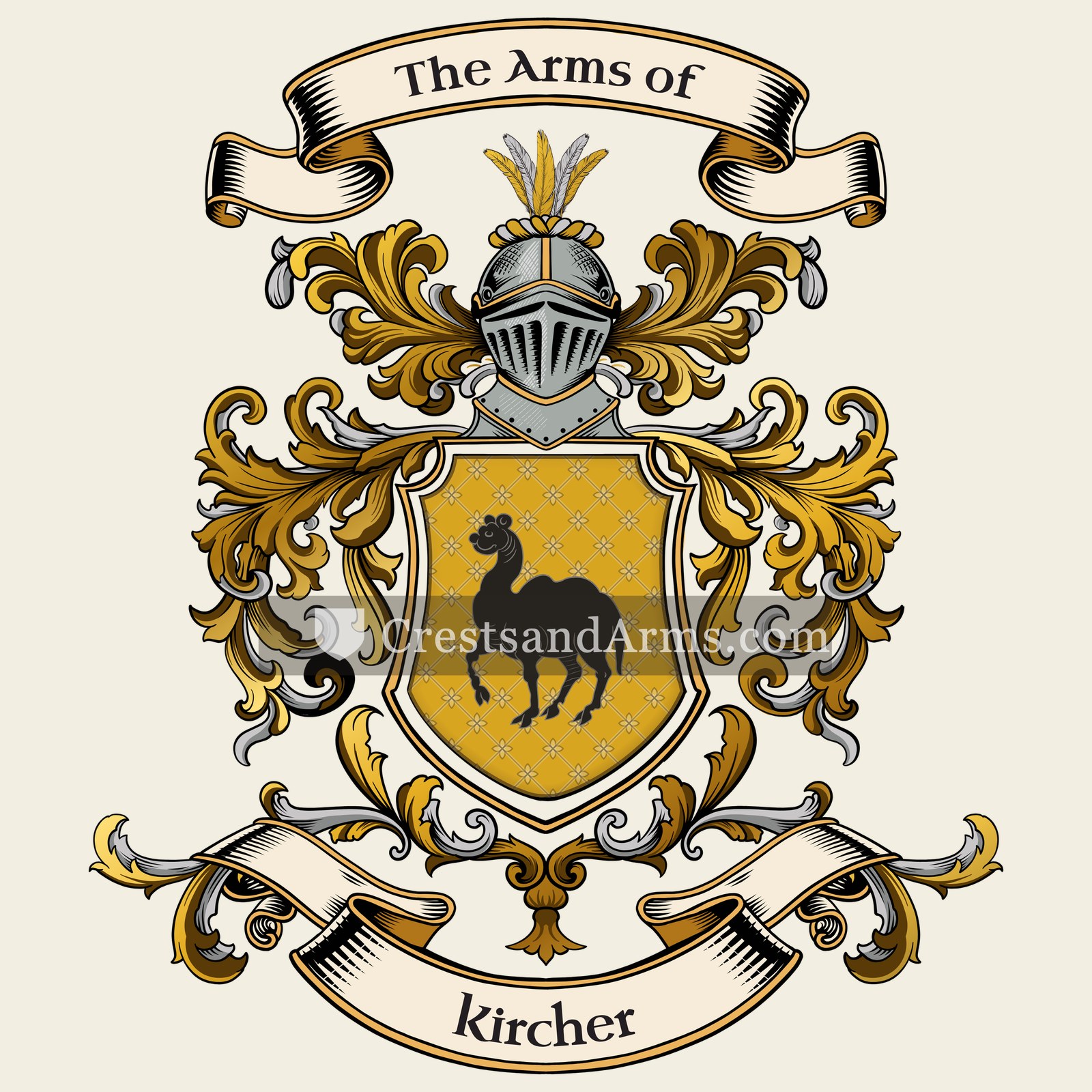 The Kircher coat of arms, drawn from the recorded blazon