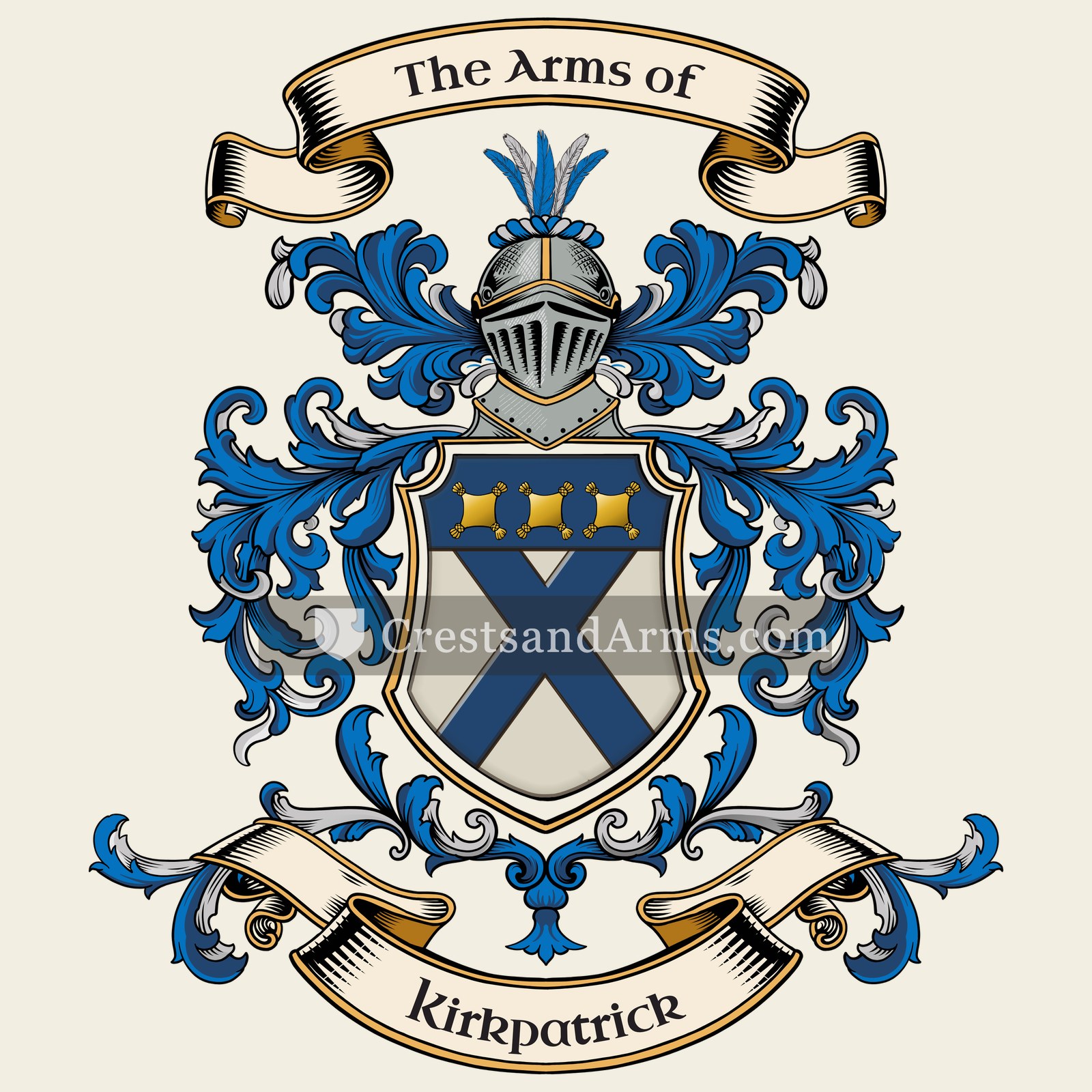 The Kirkpatrick coat of arms, drawn from the recorded blazon