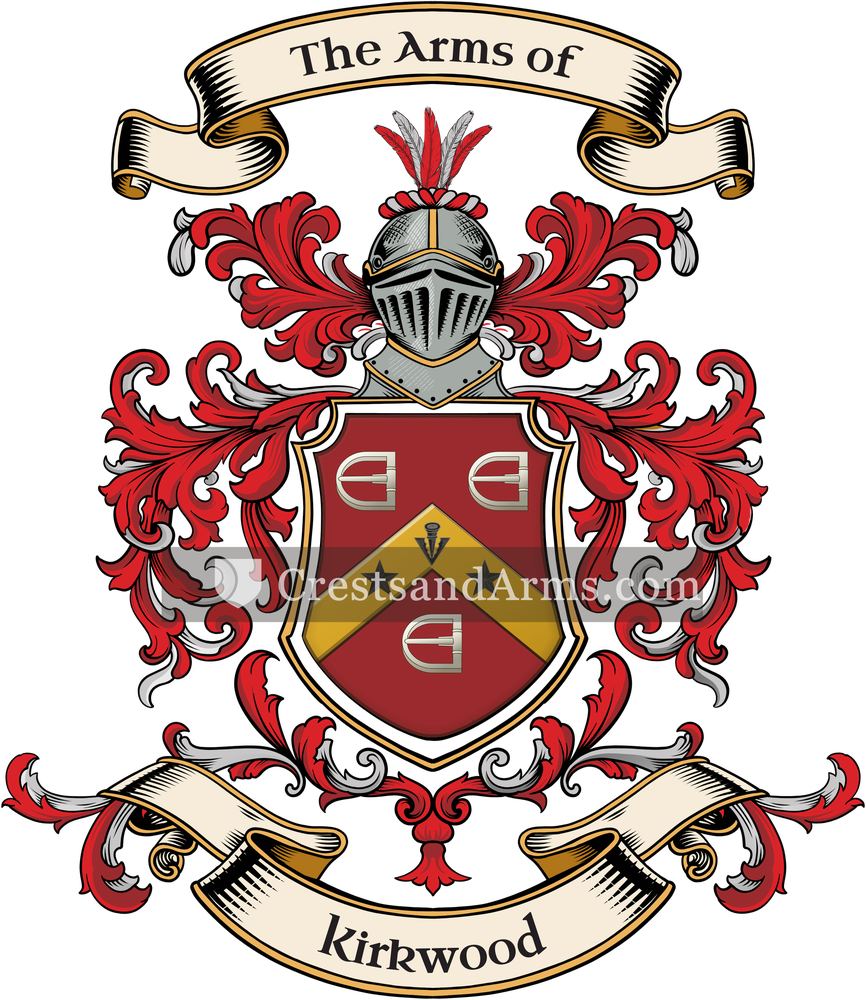 The Kirkwood coat of arms, drawn from the recorded blazon