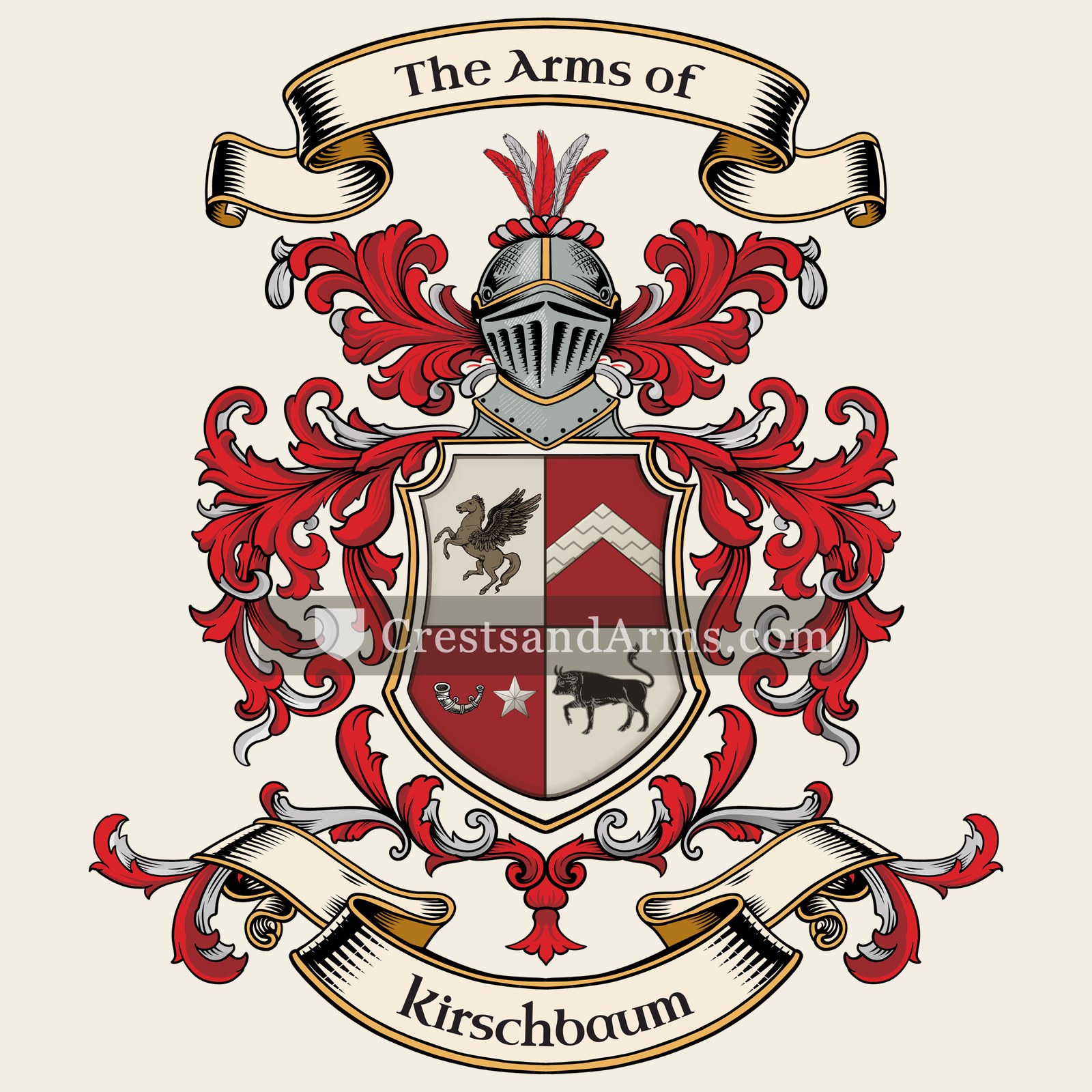 The Kirschbaum coat of arms, drawn from the recorded blazon