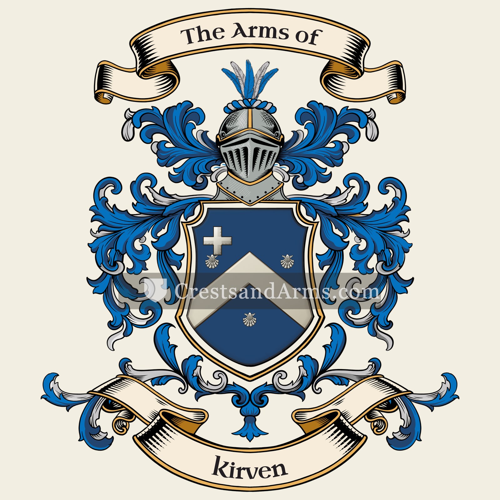 The Kirven coat of arms, drawn from the recorded blazon