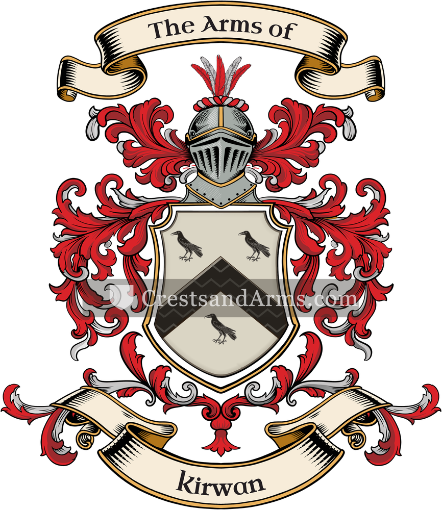 The Kirwan coat of arms, drawn from the recorded blazon