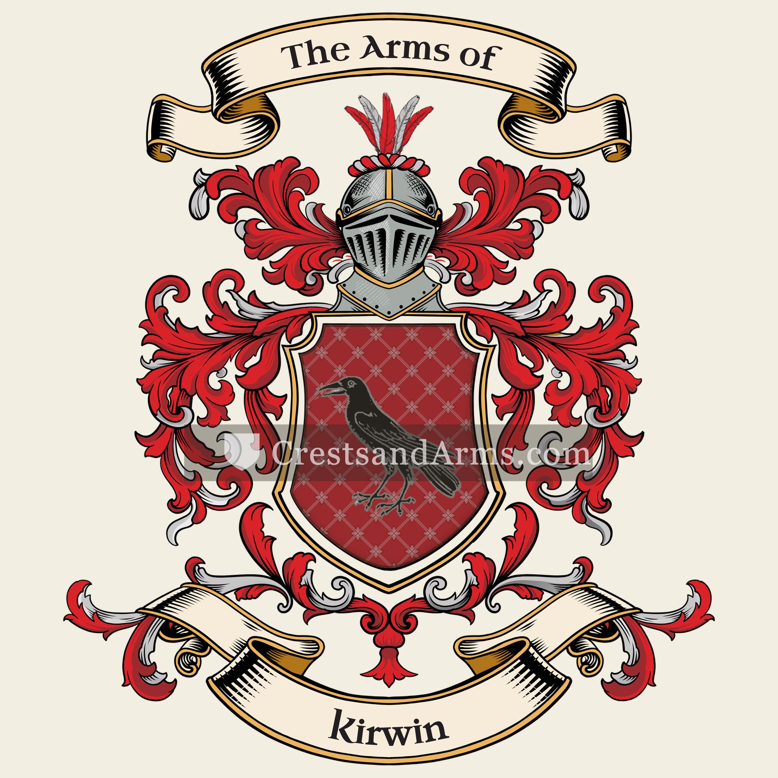 The Kirwin coat of arms, drawn from the recorded blazon
