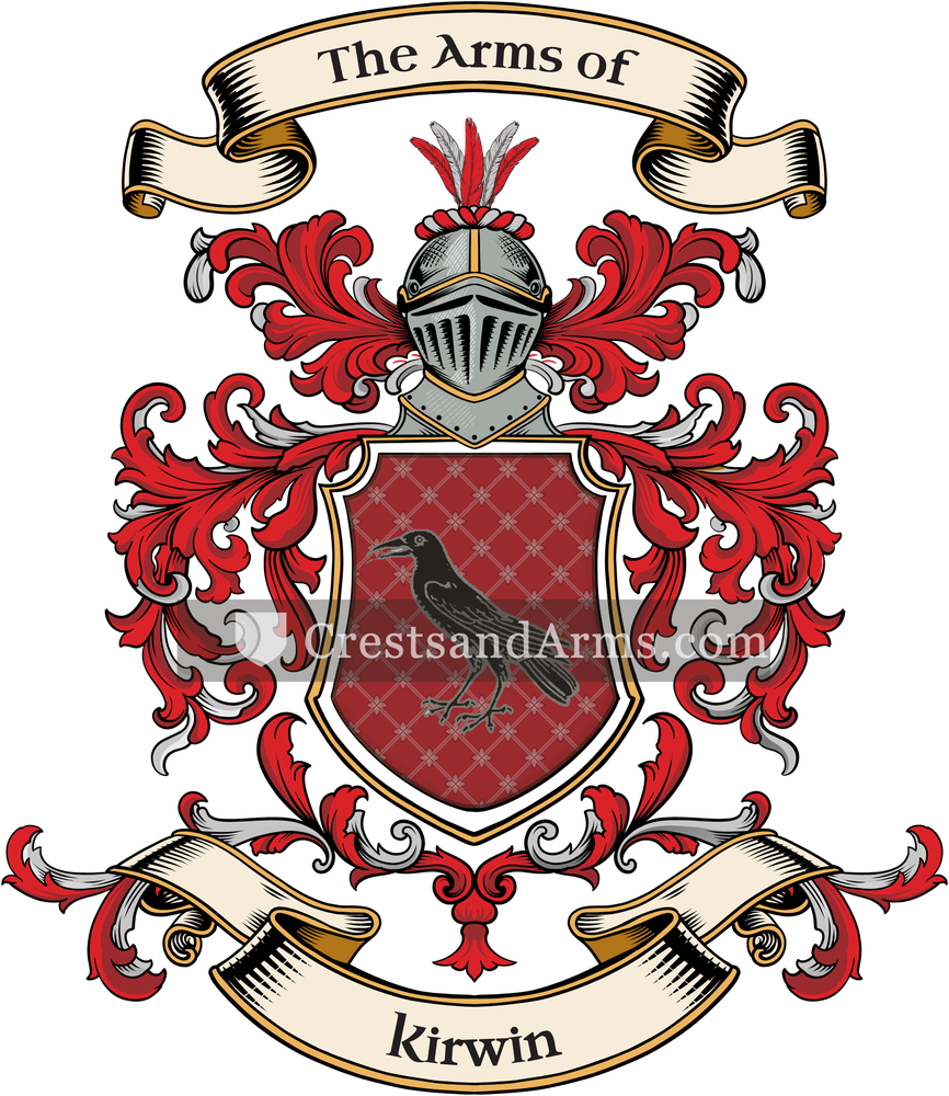 The Kirwin coat of arms, drawn from the recorded blazon