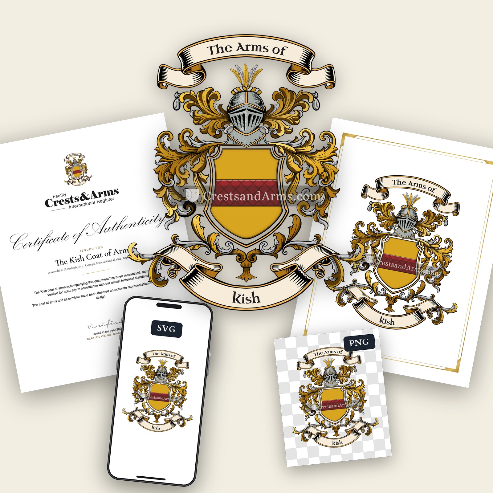 The Kish arms on the coat of arms — digital pack