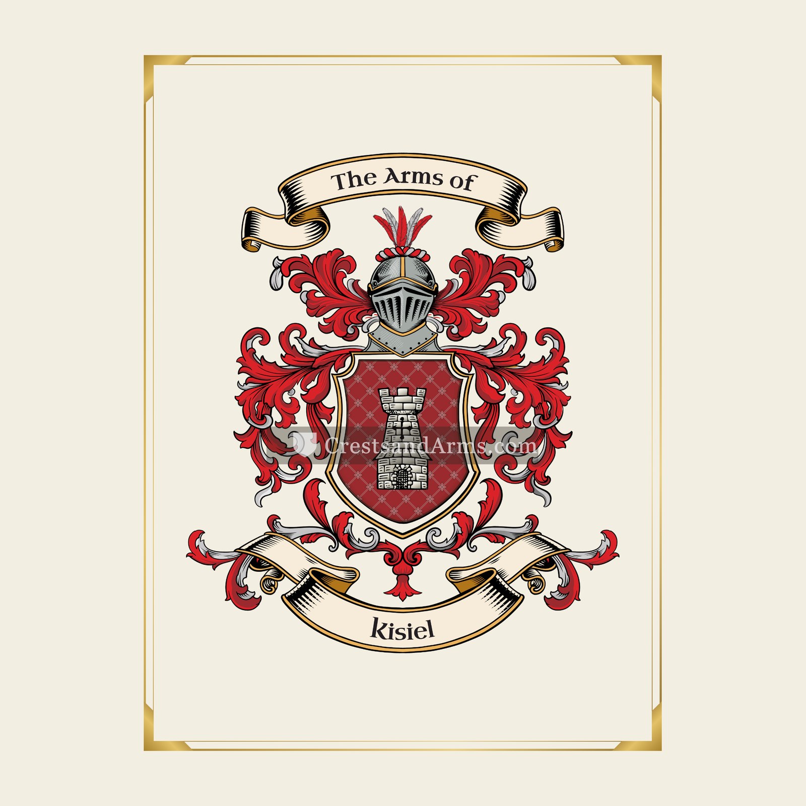 With gold border