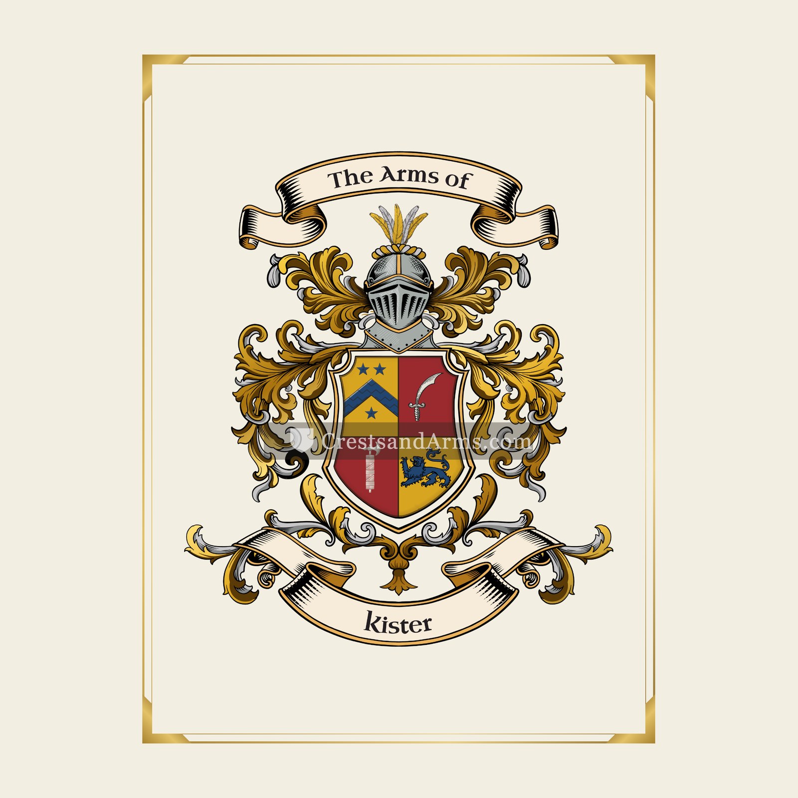With gold border