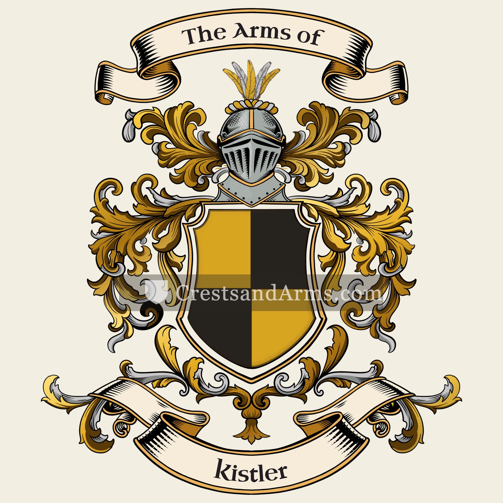 The Kistler coat of arms, drawn from the recorded blazon