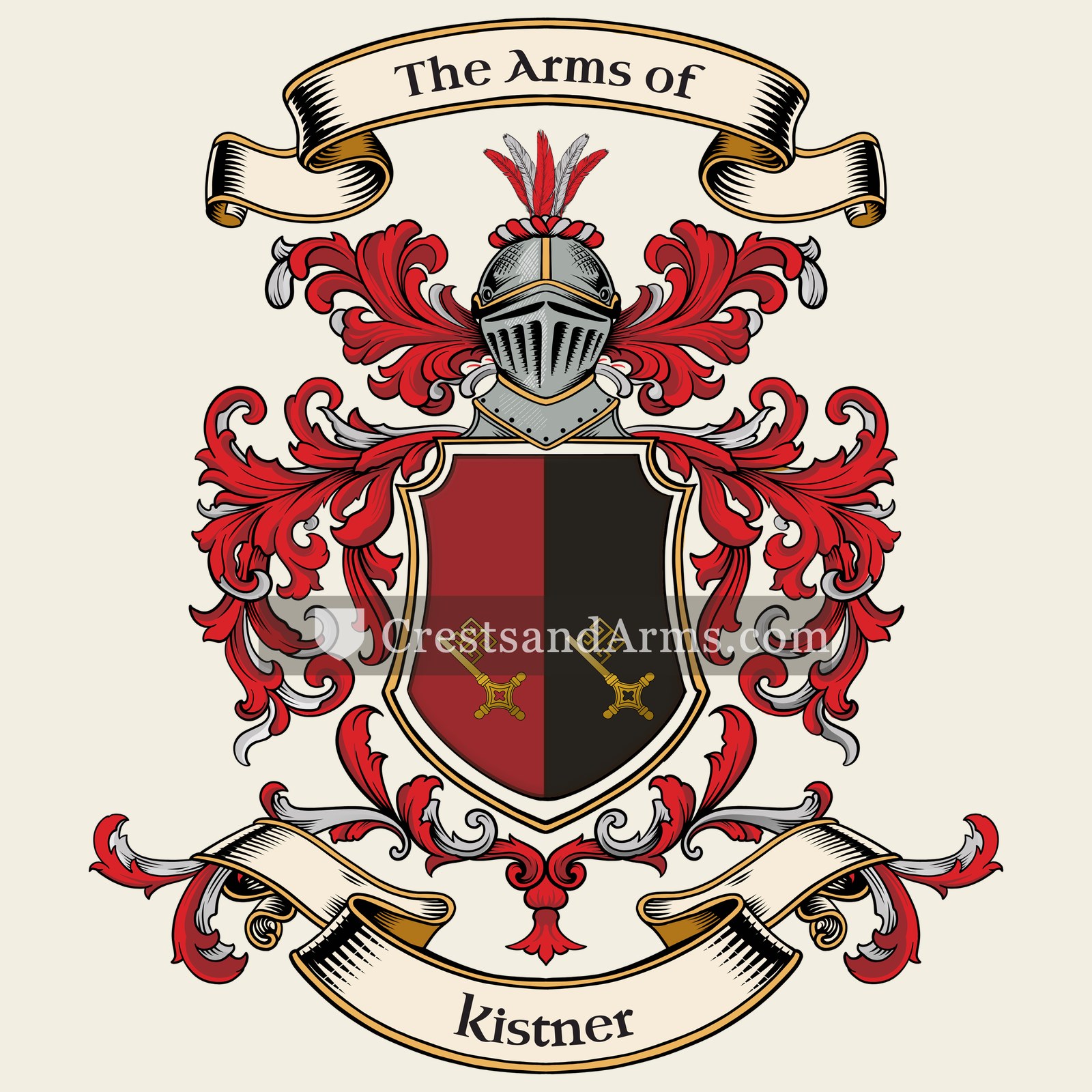 The Kistner coat of arms, drawn from the recorded blazon