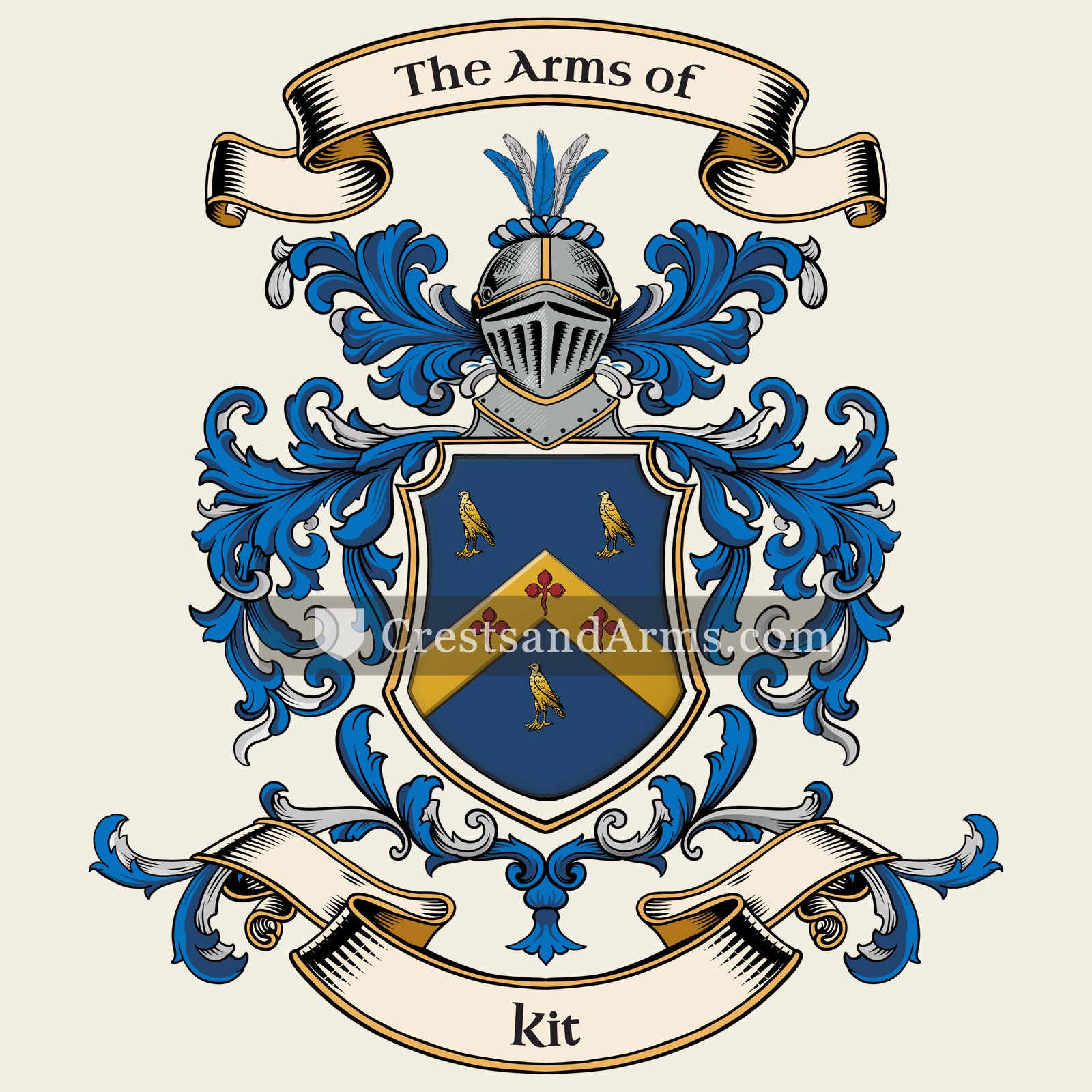 The Kit coat of arms, drawn from the recorded blazon