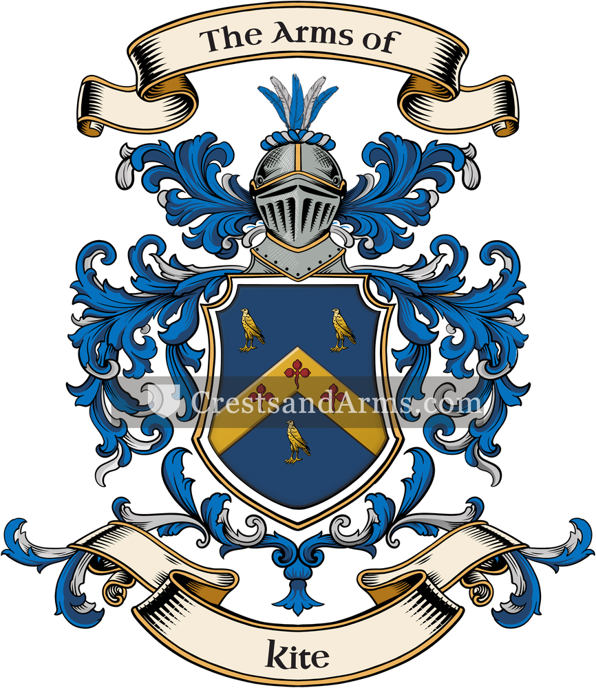 The Kite coat of arms, drawn from the recorded blazon