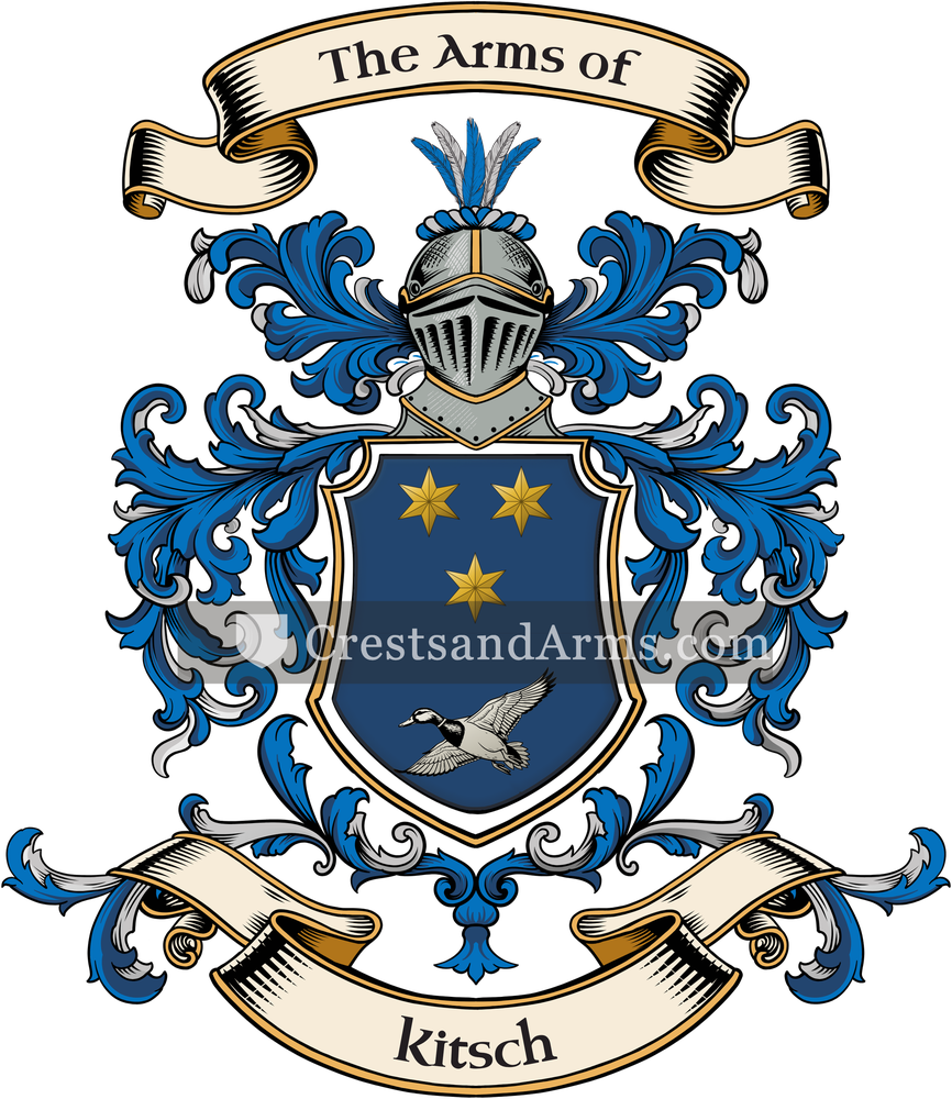 The Kitsch coat of arms, drawn from the recorded blazon