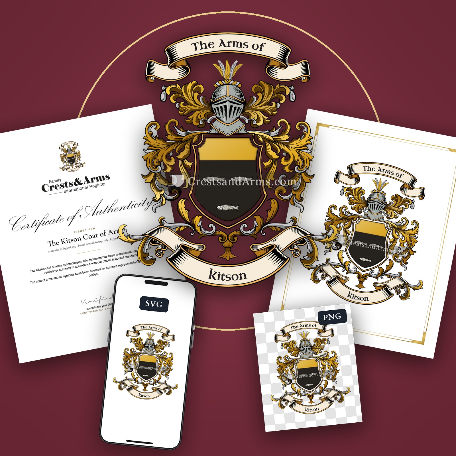 The Kitson arms on the coat of arms — digital pack