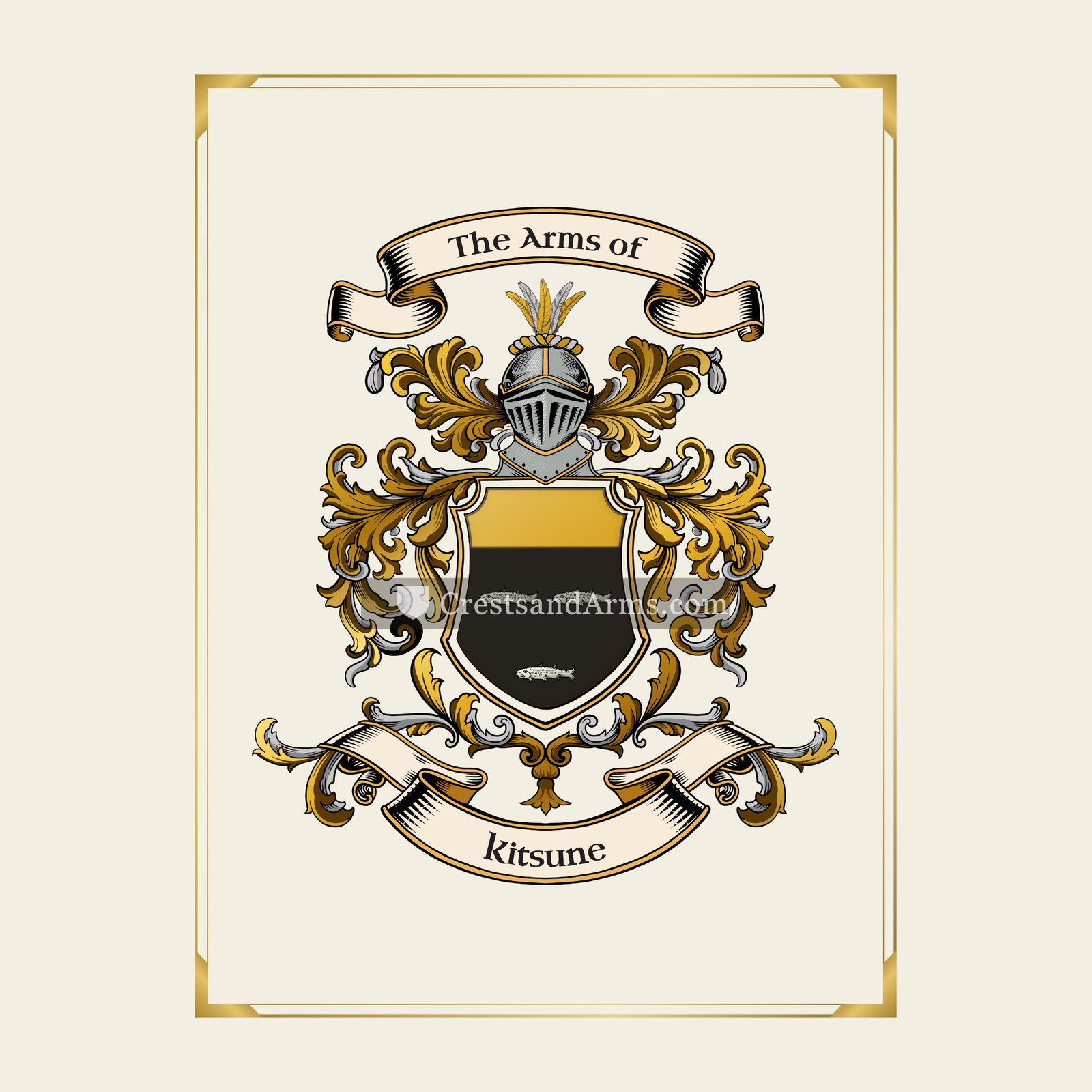 With gold border