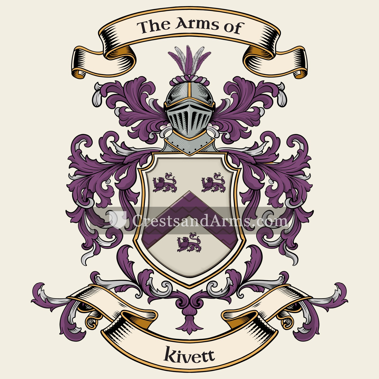 The Kivett coat of arms, drawn from the recorded blazon