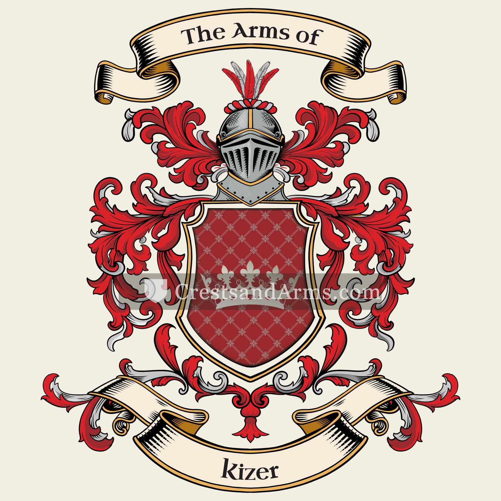 The Kizer coat of arms, drawn from the recorded blazon
