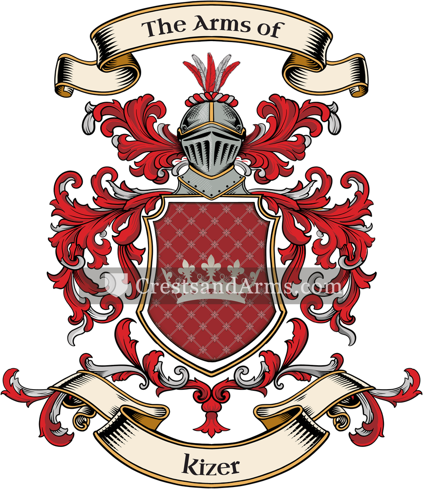 The Kizer coat of arms, drawn from the recorded blazon