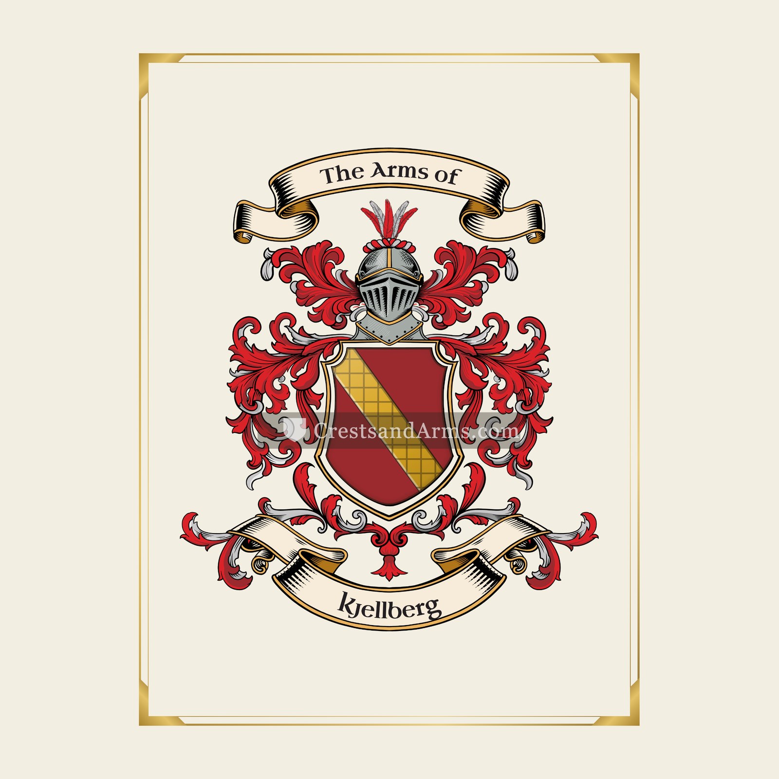 With gold border