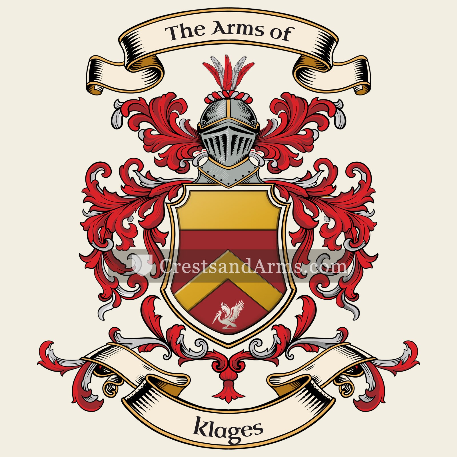 The Klages coat of arms, drawn from the recorded blazon