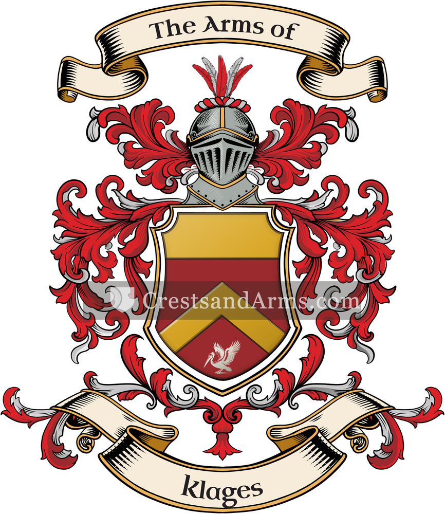 The Klages coat of arms, drawn from the recorded blazon