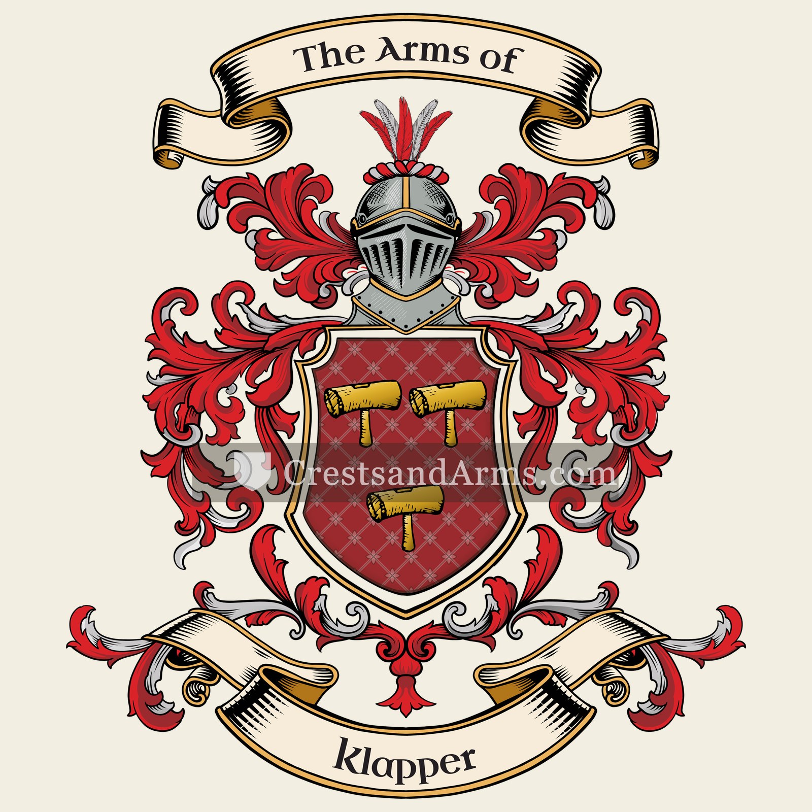 The Klapper coat of arms, drawn from the recorded blazon