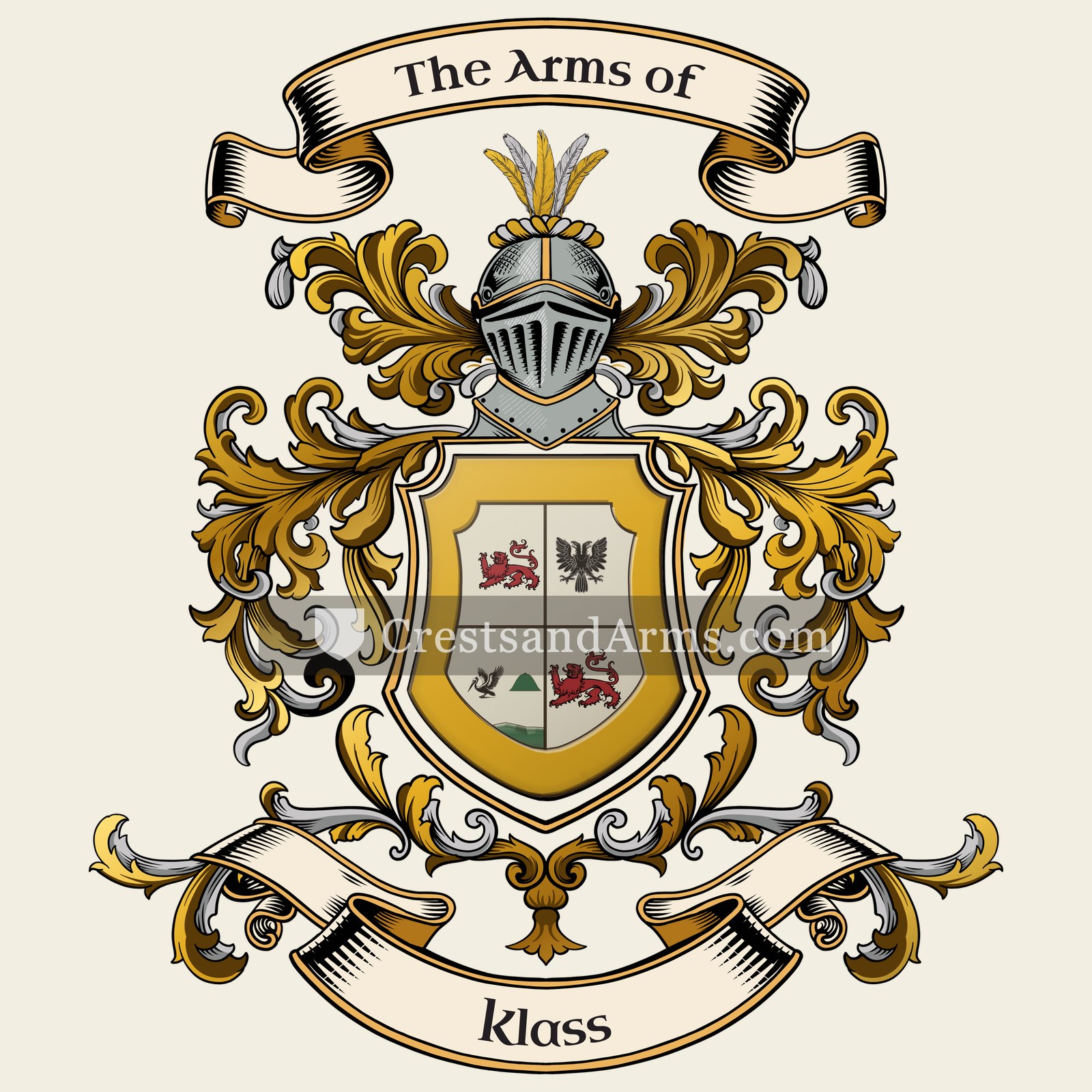 The Klass coat of arms, drawn from the recorded blazon