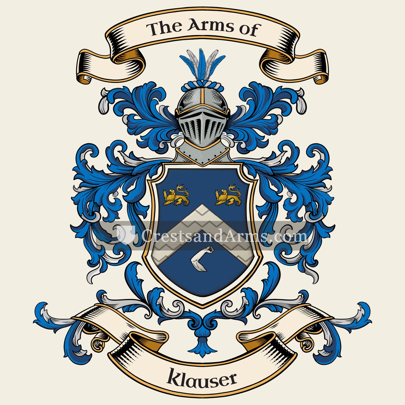 The Klauser coat of arms, drawn from the recorded blazon