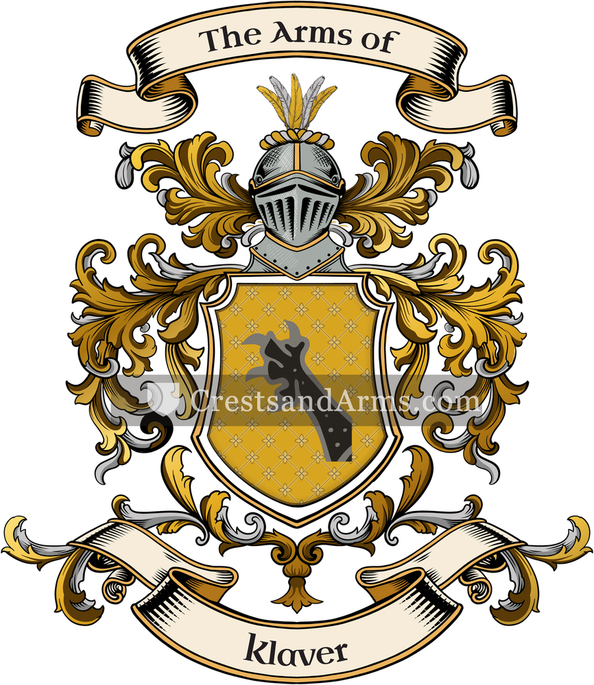 The Klaver coat of arms, drawn from the recorded blazon