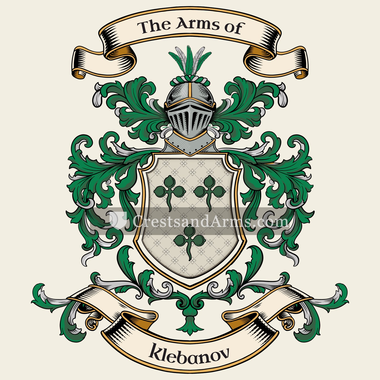The Klebanov coat of arms, drawn from the recorded blazon