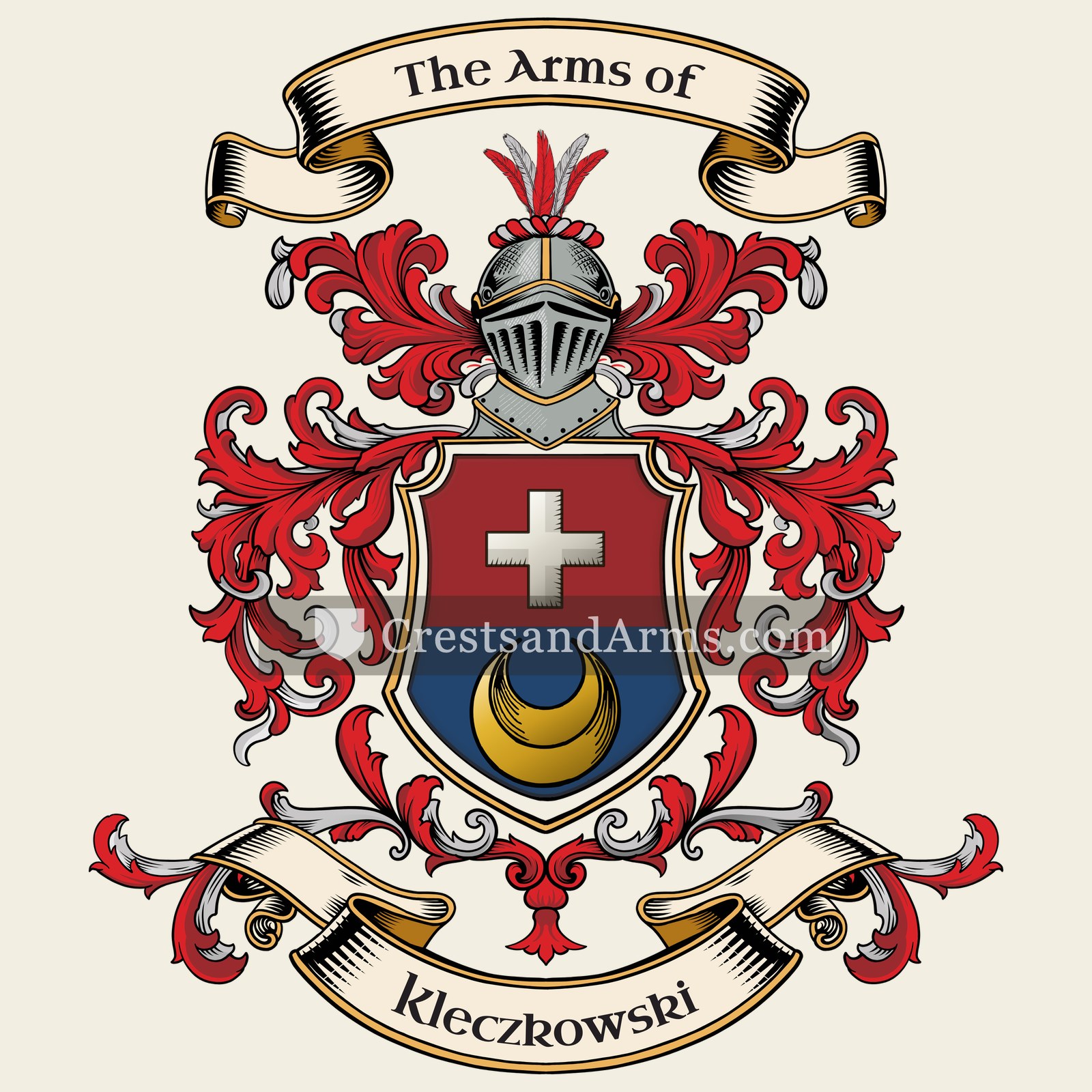 The Kleczkowski coat of arms, drawn from the recorded blazon