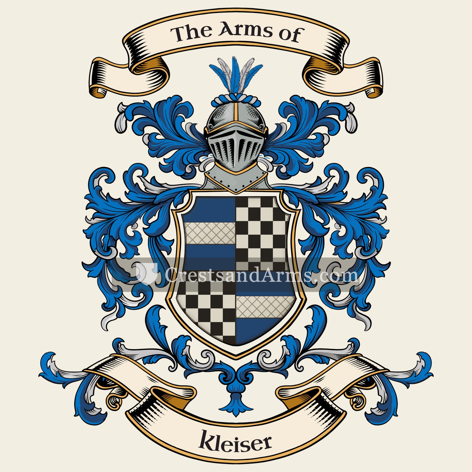 The Kleiser coat of arms, drawn from the recorded blazon